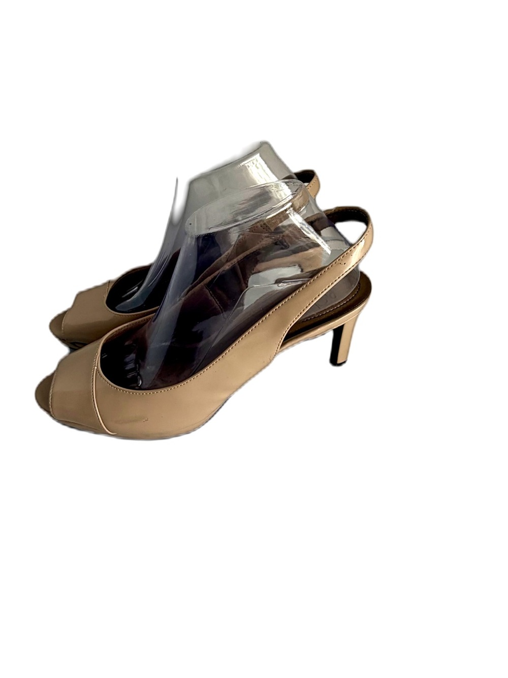 Life Stride Beige Peep-Toe Slingback Heels